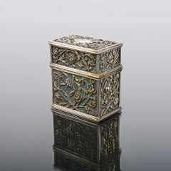 Ancienne boîte à parfum double en vermeil et galuchat