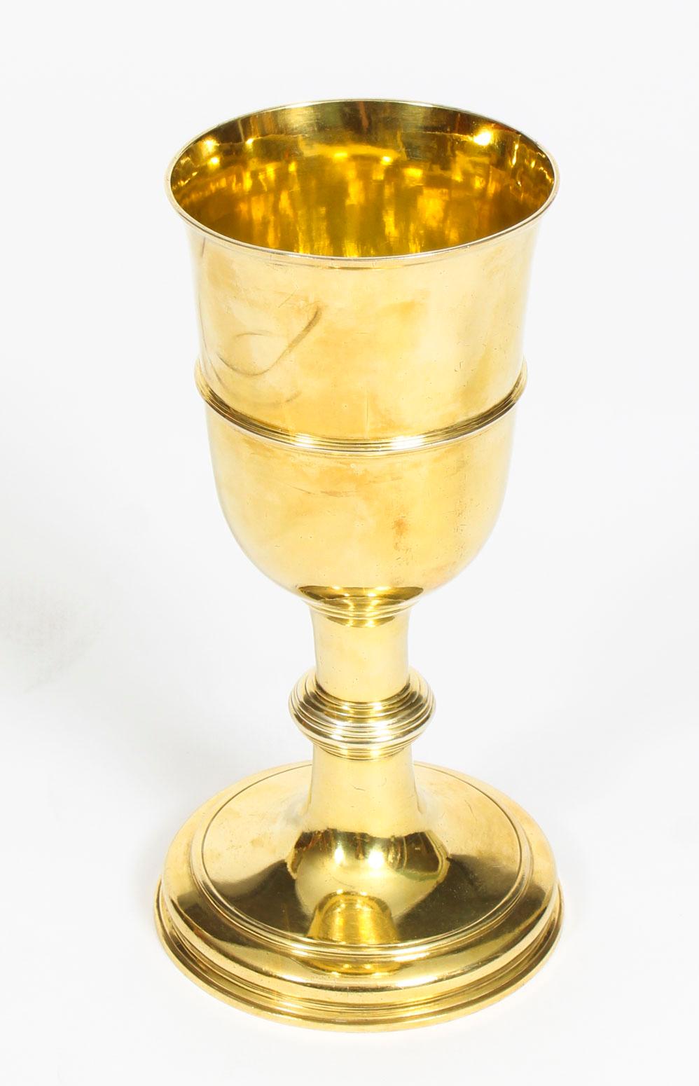 George II Antique Silver Gilt Chalice Cup by Paul de Lamerie, 1745, 18th Century