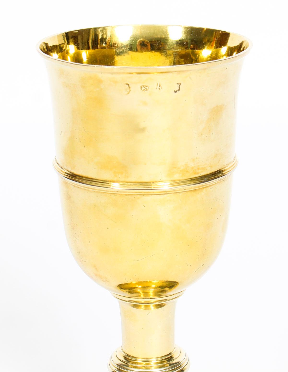 Mid-18th Century Antique Silver Gilt Chalice Cup by Paul de Lamerie, 1745, 18th Century