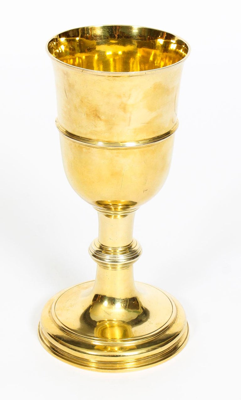 Antique Silver Gilt Chalice Cup by Paul de Lamerie, 1745, 18th Century