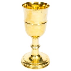 Antique Silver Gilt Chalice Cup by Paul de Lamerie, 1745, 18th Century