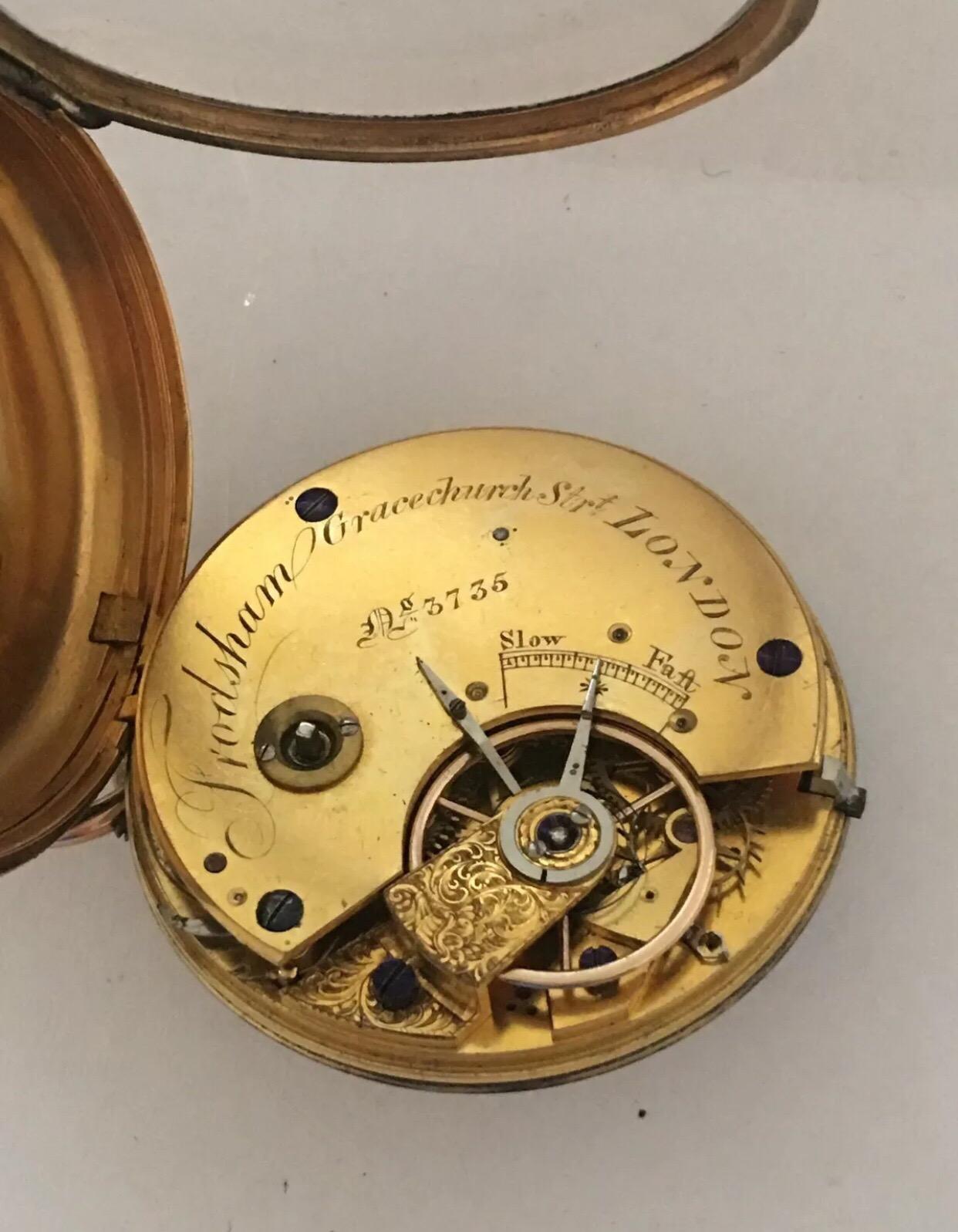Silver Gilt English Lever Fusee Pocket Watch by Frodsham, London for Spares/Repa In Fair Condition In Carlisle, GB