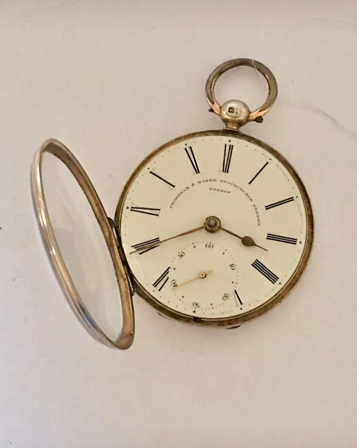 Women's or Men's Silver Gilt English Lever Fusee Pocket Watch by Frodsham, London for Spares/Repa