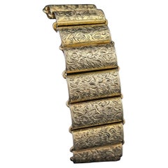 Antique Silver gilt panel link bracelet, Victorian