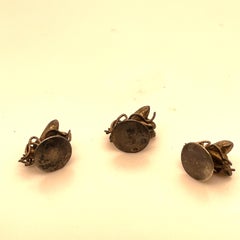 Antique Silver Gilt & Paste Bee Stud Set in Original Box
