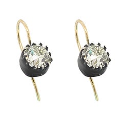 Antique Silver and Gold Diamond Earrings