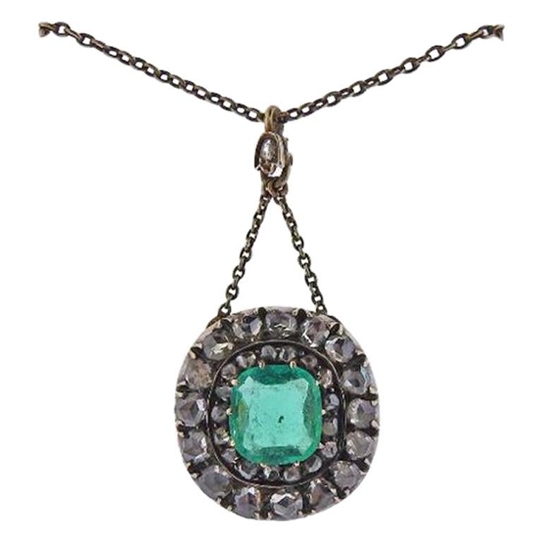 European Antique Gold Diamond Necklace Pendant Brooch at 1stDibs