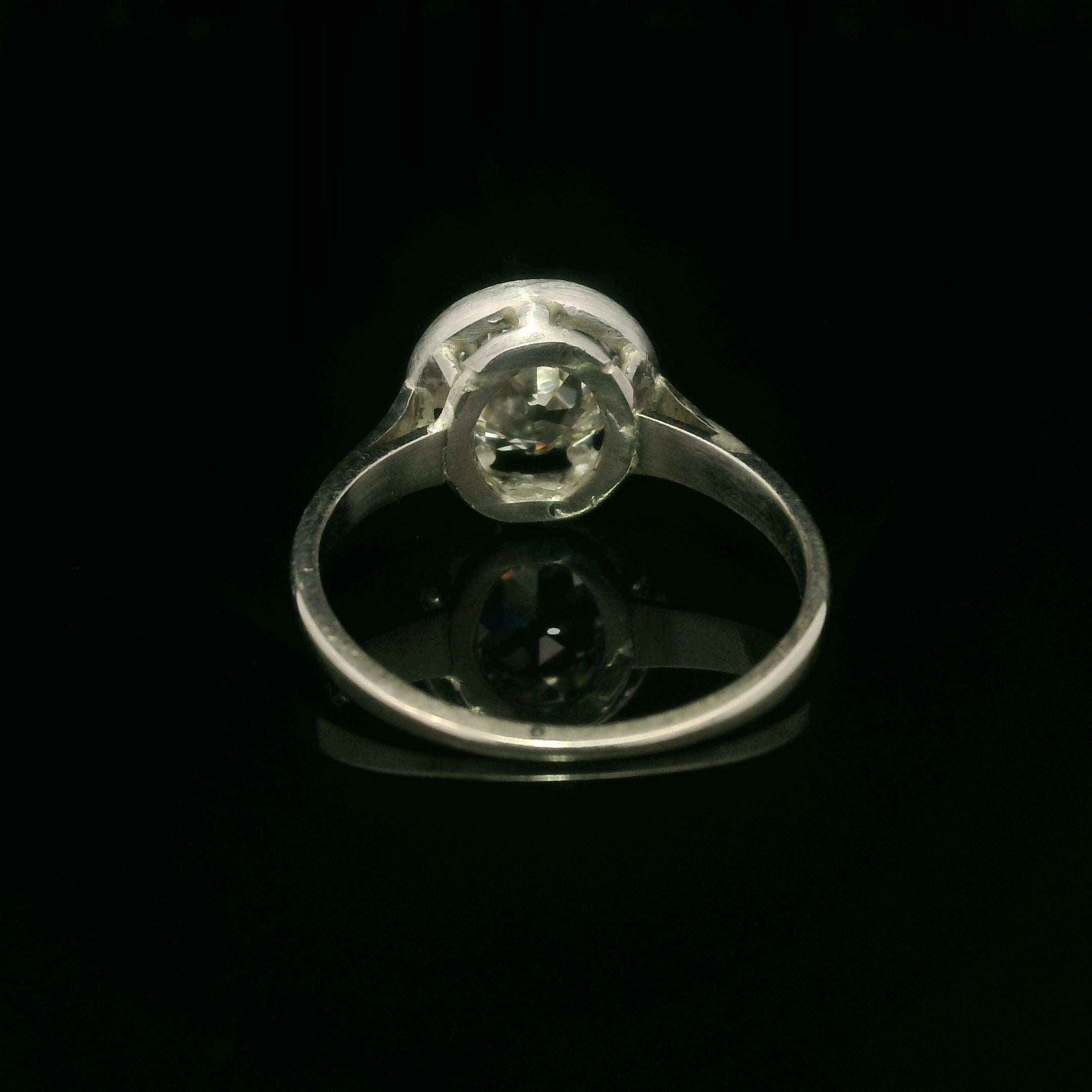 Plata Antigua Oro GIA 1.18ct Diamante de Mina Antigua Solitario Anillo Grabado Flotante Talla antigua en venta