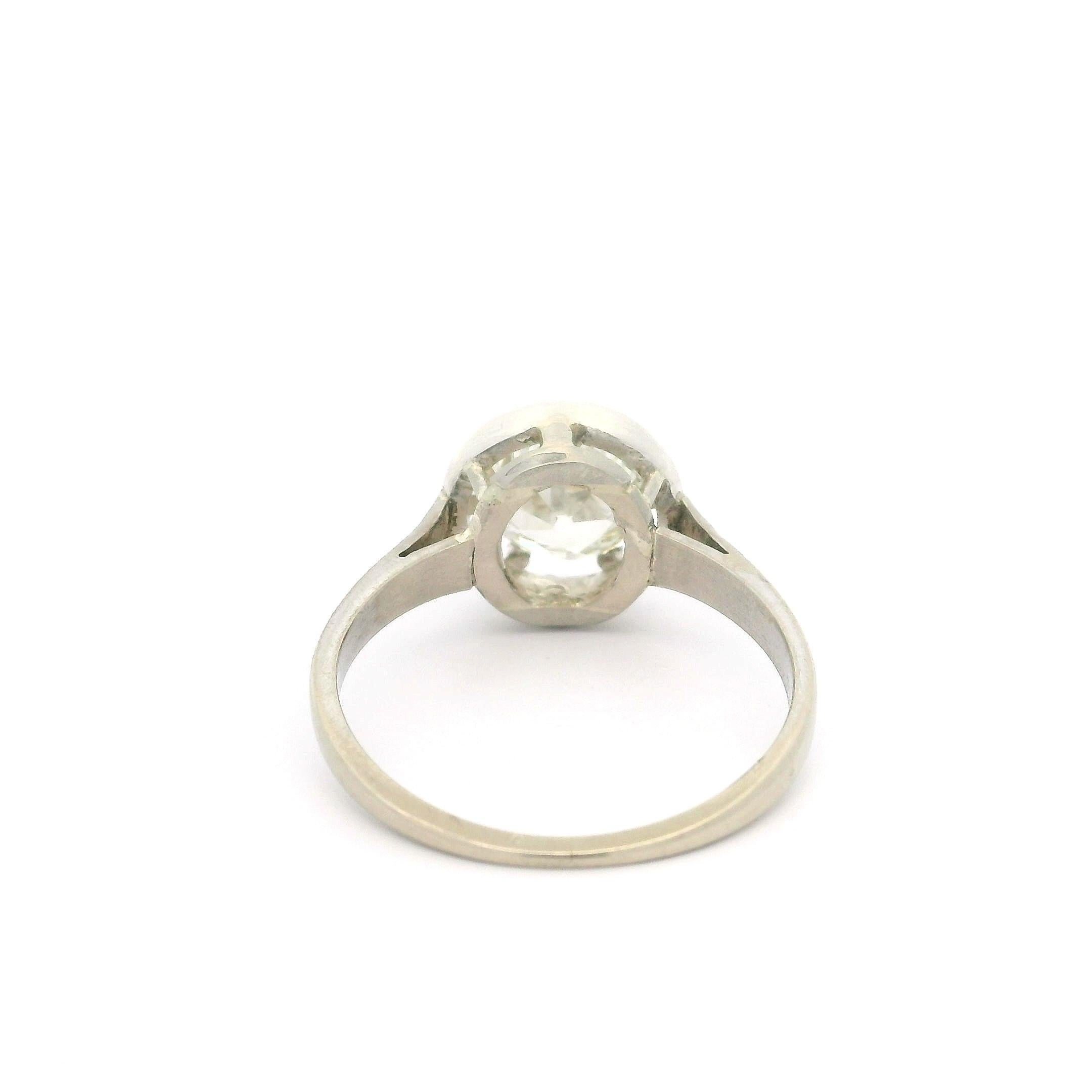Plata Antigua Oro GIA 1.18ct Diamante de Mina Antigua Solitario Anillo Grabado Flotante en venta 4