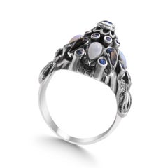 Vintage Silver Gold-Plated, Sapphire and Opal Ladies Ring