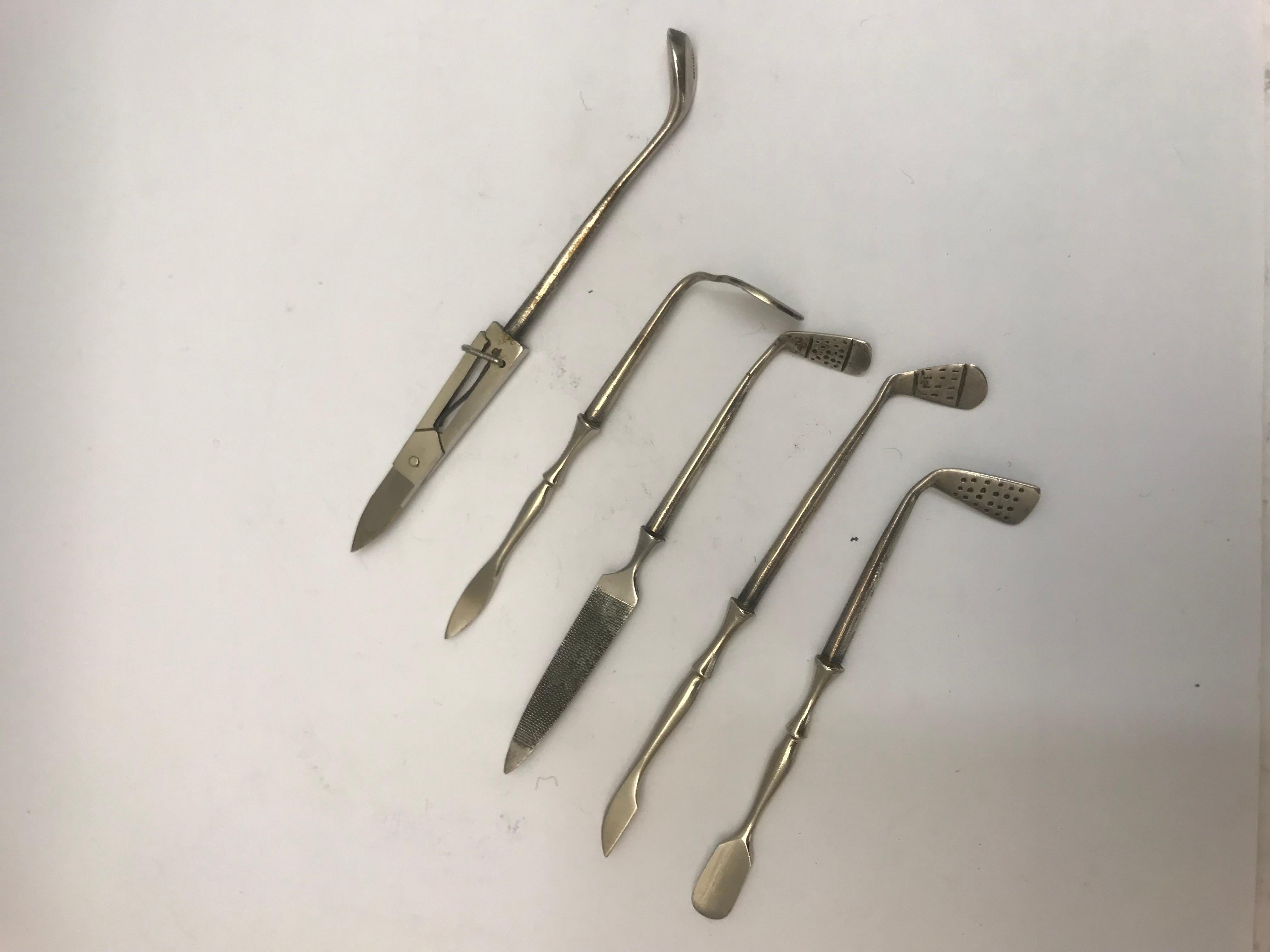 English Antique Silver Golf Manicure Set
