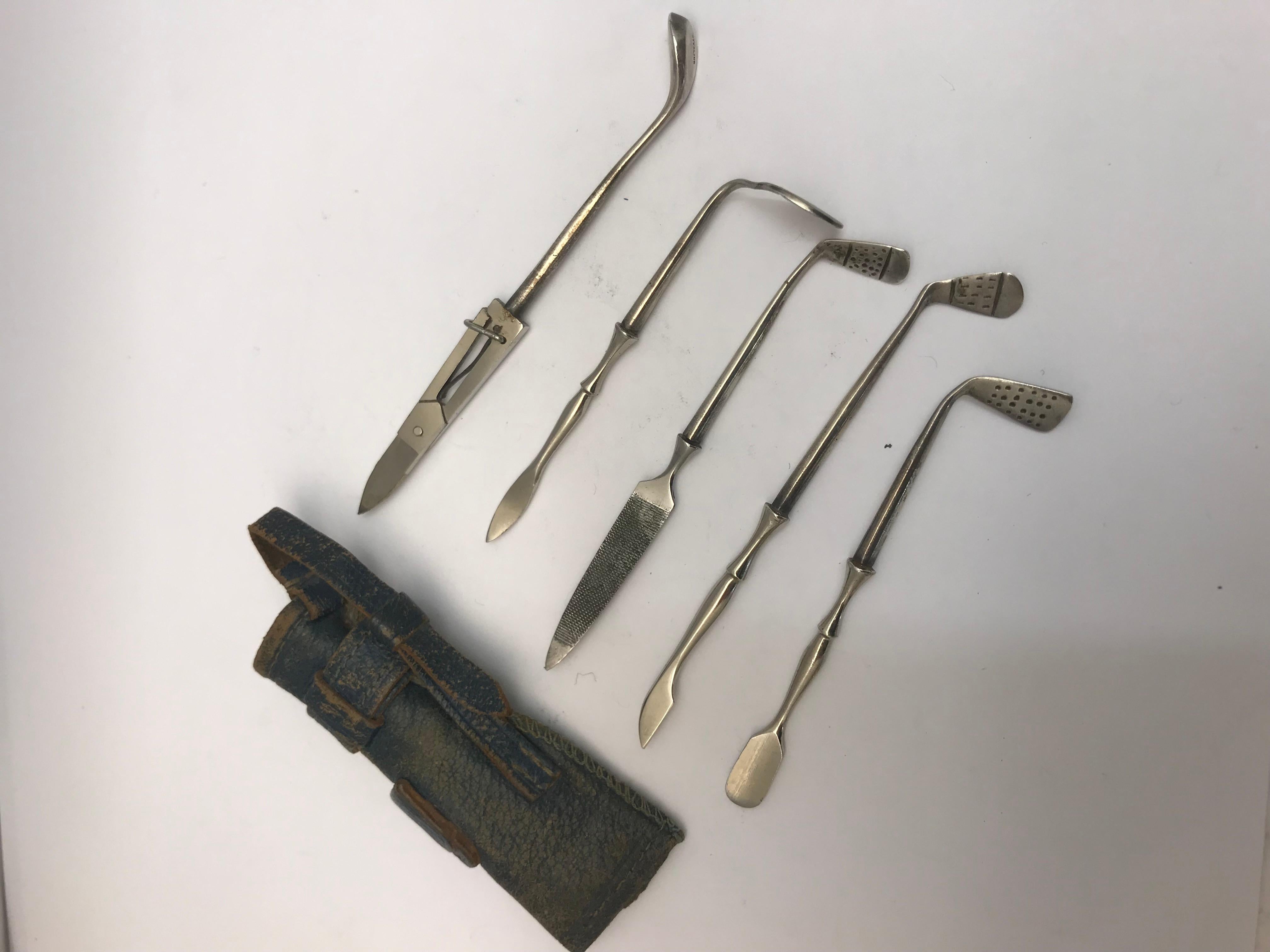 Antique Silver Golf Manicure Set In Good Condition In London, London