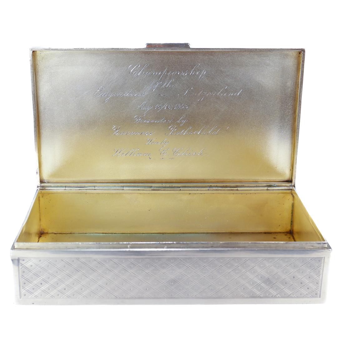 Caja de plata antigua para trofeos de golf regalada por la baronesa Rothschild 8