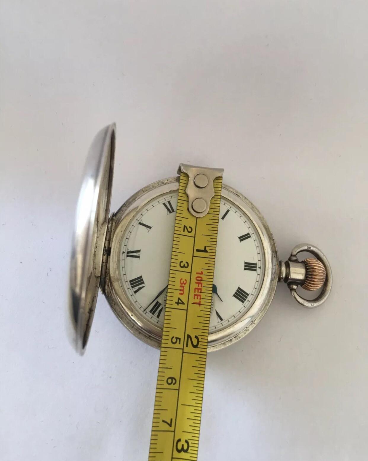 Antique Silver Half Hunter Gents Pocket Watch For Sale 4