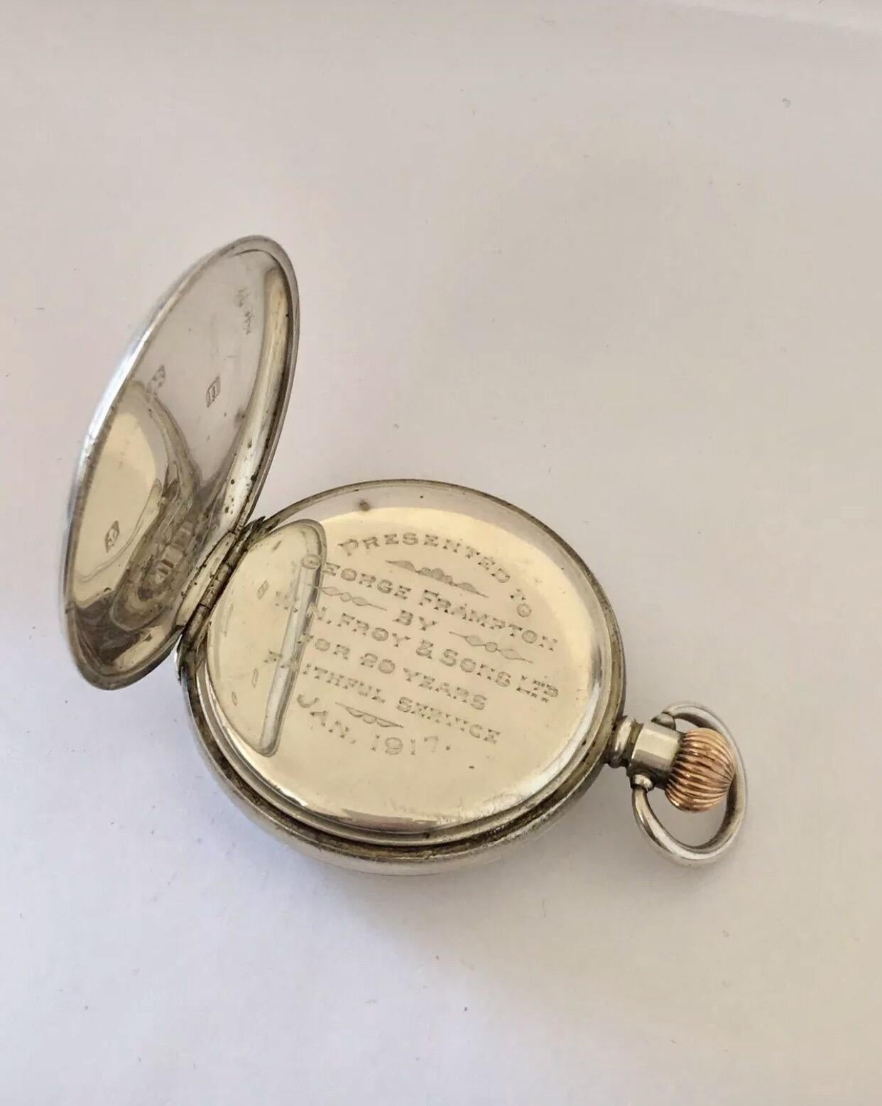 antique silver half hunter pocket watch for sale