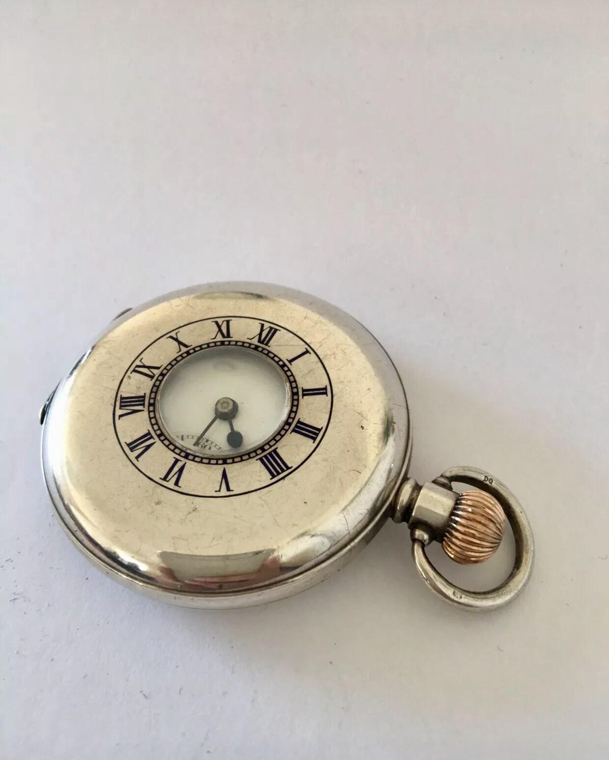 Antique Silver Half Hunter Gents Pocket Watch In Good Condition For Sale In Carlisle, GB