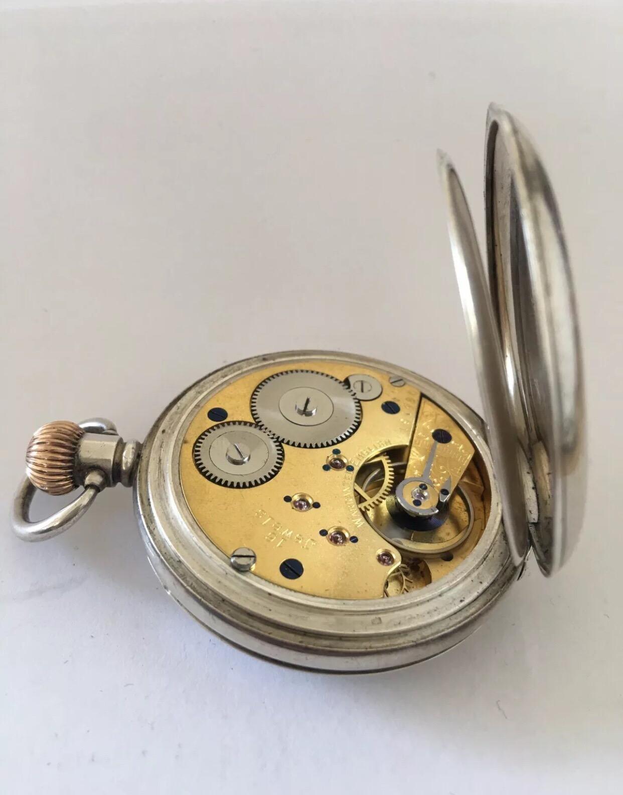 Antique Silver Half Hunter Gents Pocket Watch For Sale 1