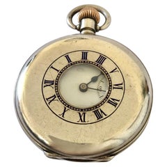 Antique Silver Half Hunter Keyless Mechanical Pocket Watch