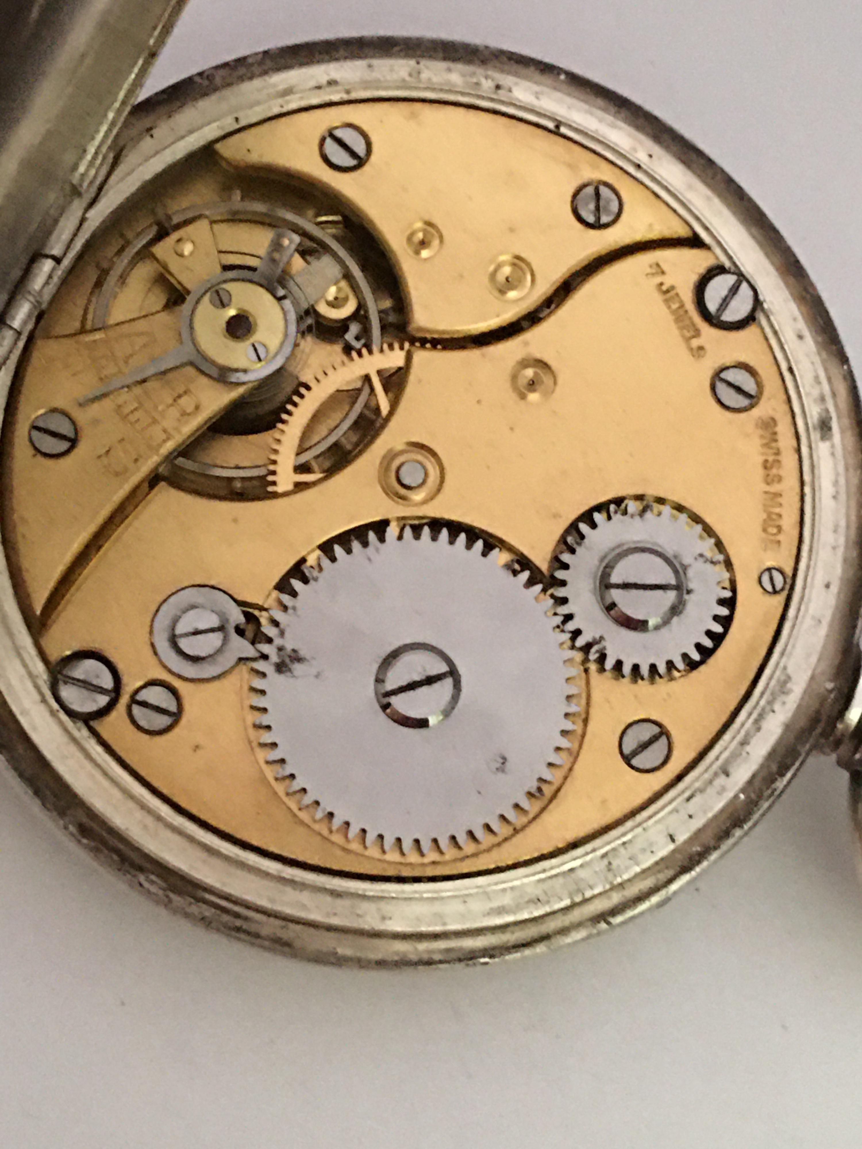 Antique Silver Half Hunter Stem, Winding Pocket Watch For Sale 6