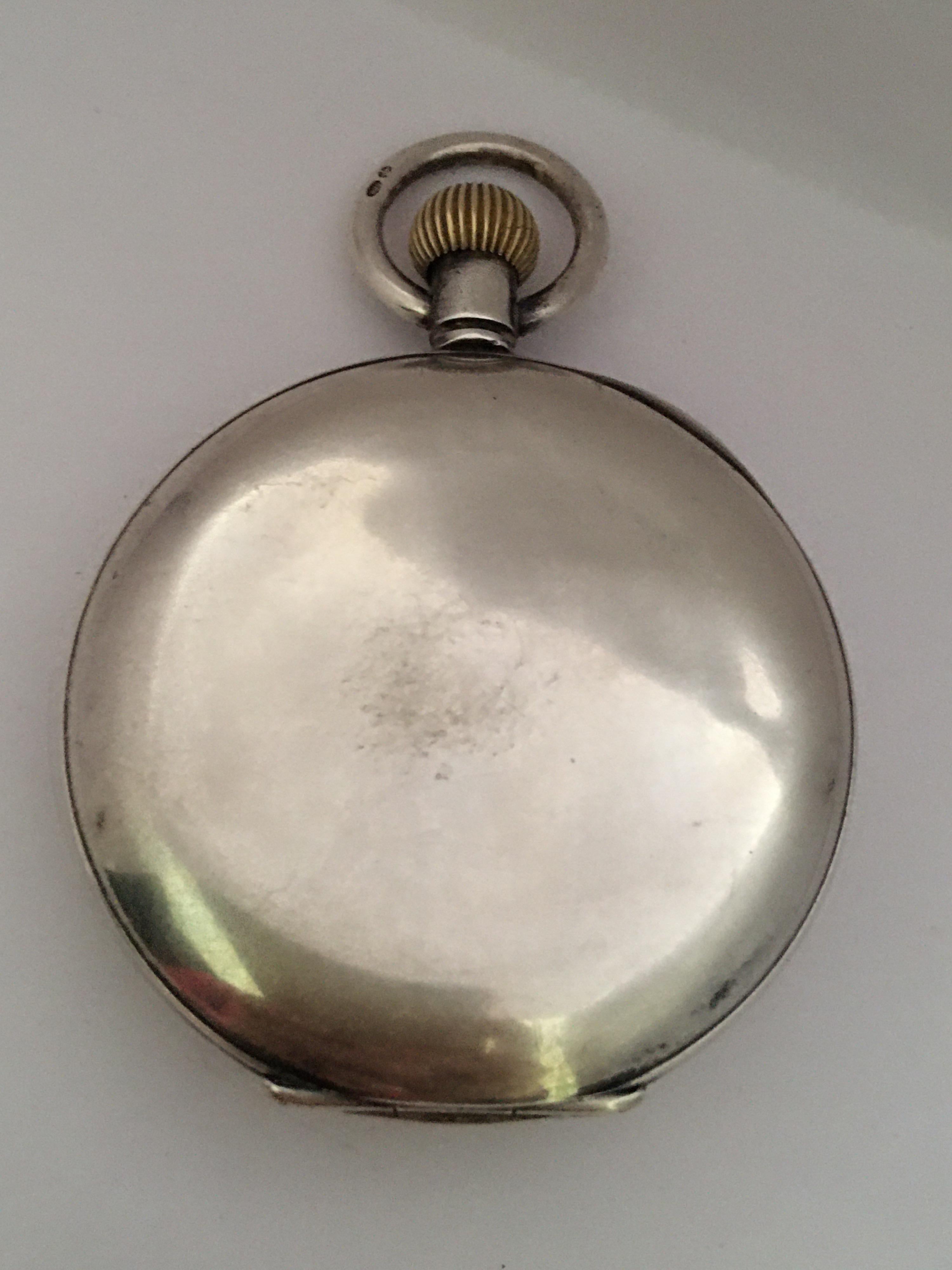 Antique Silver Half Hunter Stem, Winding Pocket Watch For Sale 10