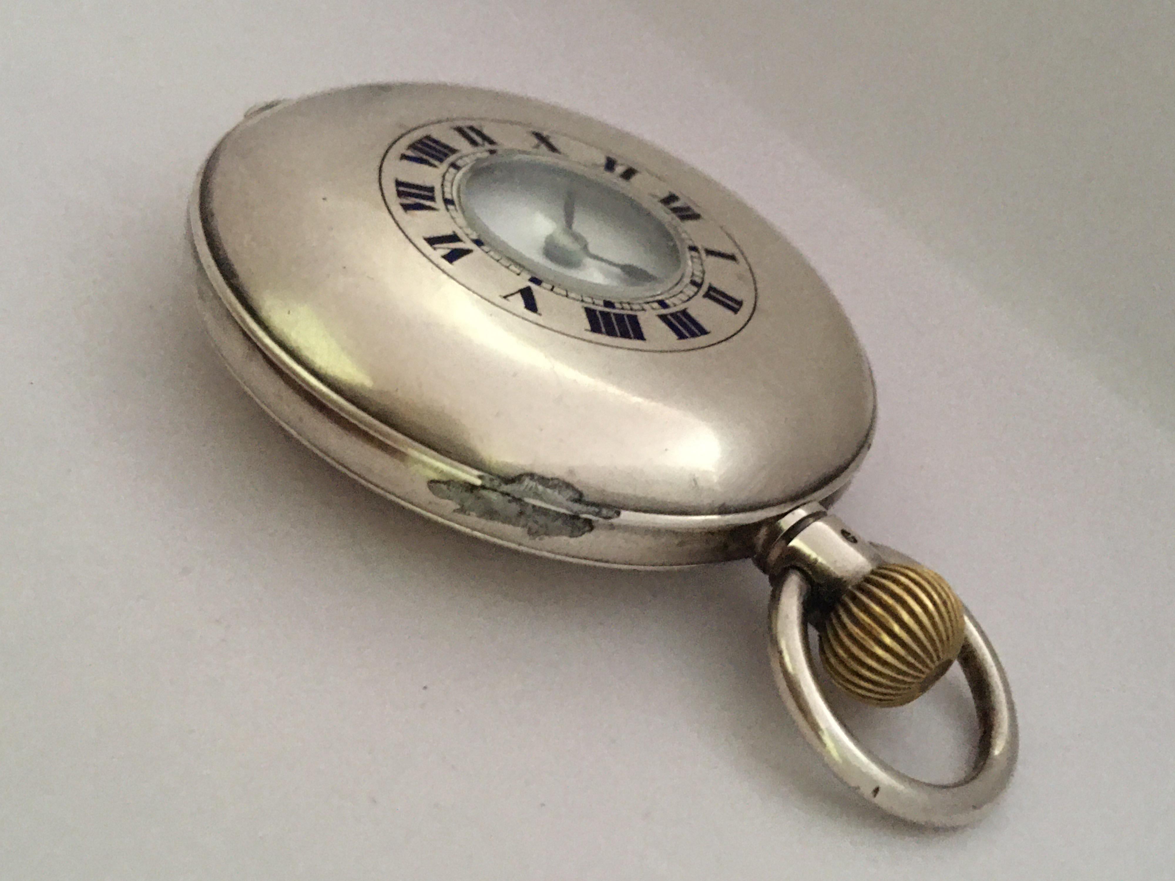 Antique Silver Half Hunter Stem, Winding Pocket Watch In Good Condition For Sale In Carlisle, GB
