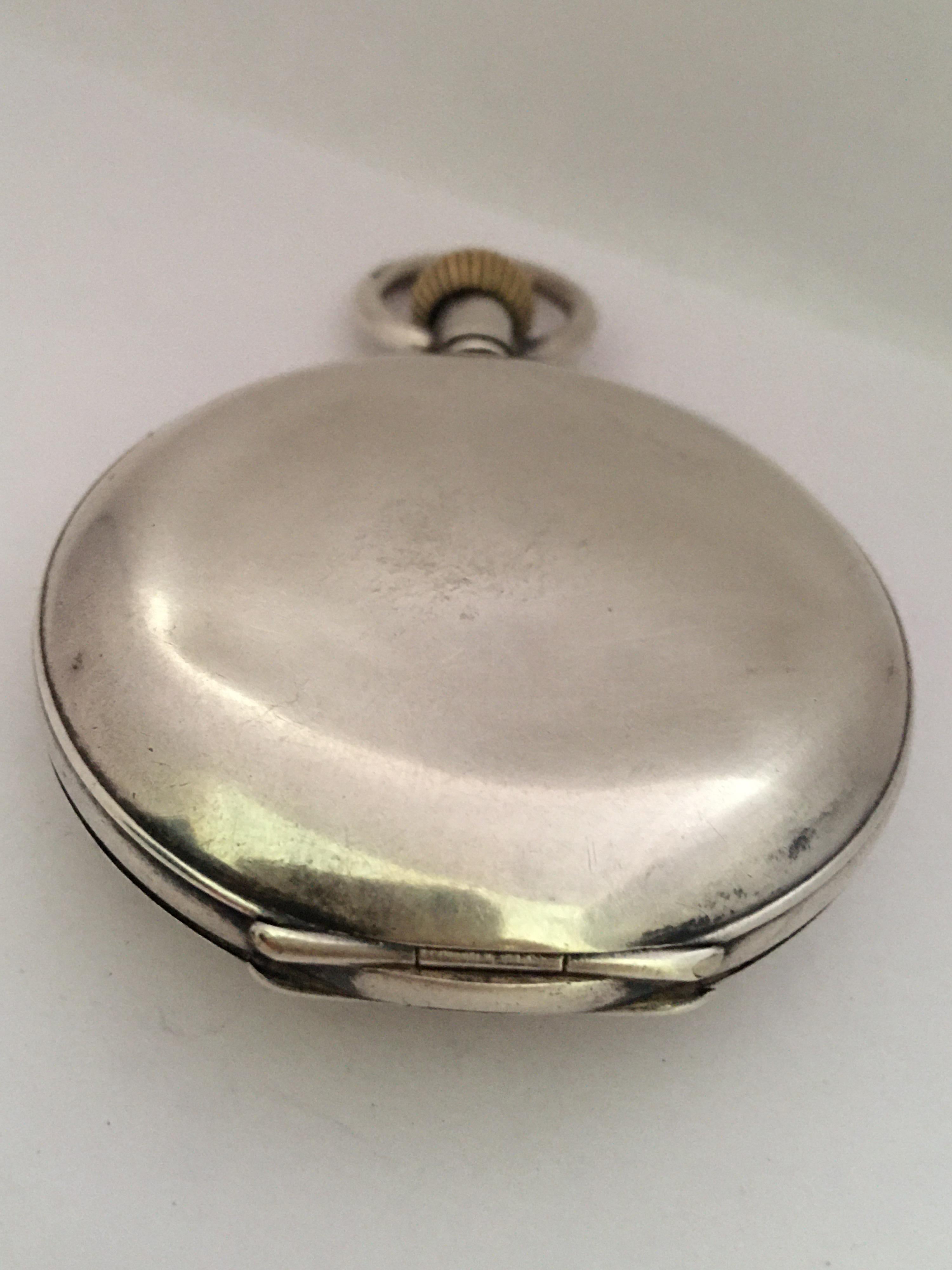 Antique Silver Half Hunter Stem, Winding Pocket Watch For Sale 1