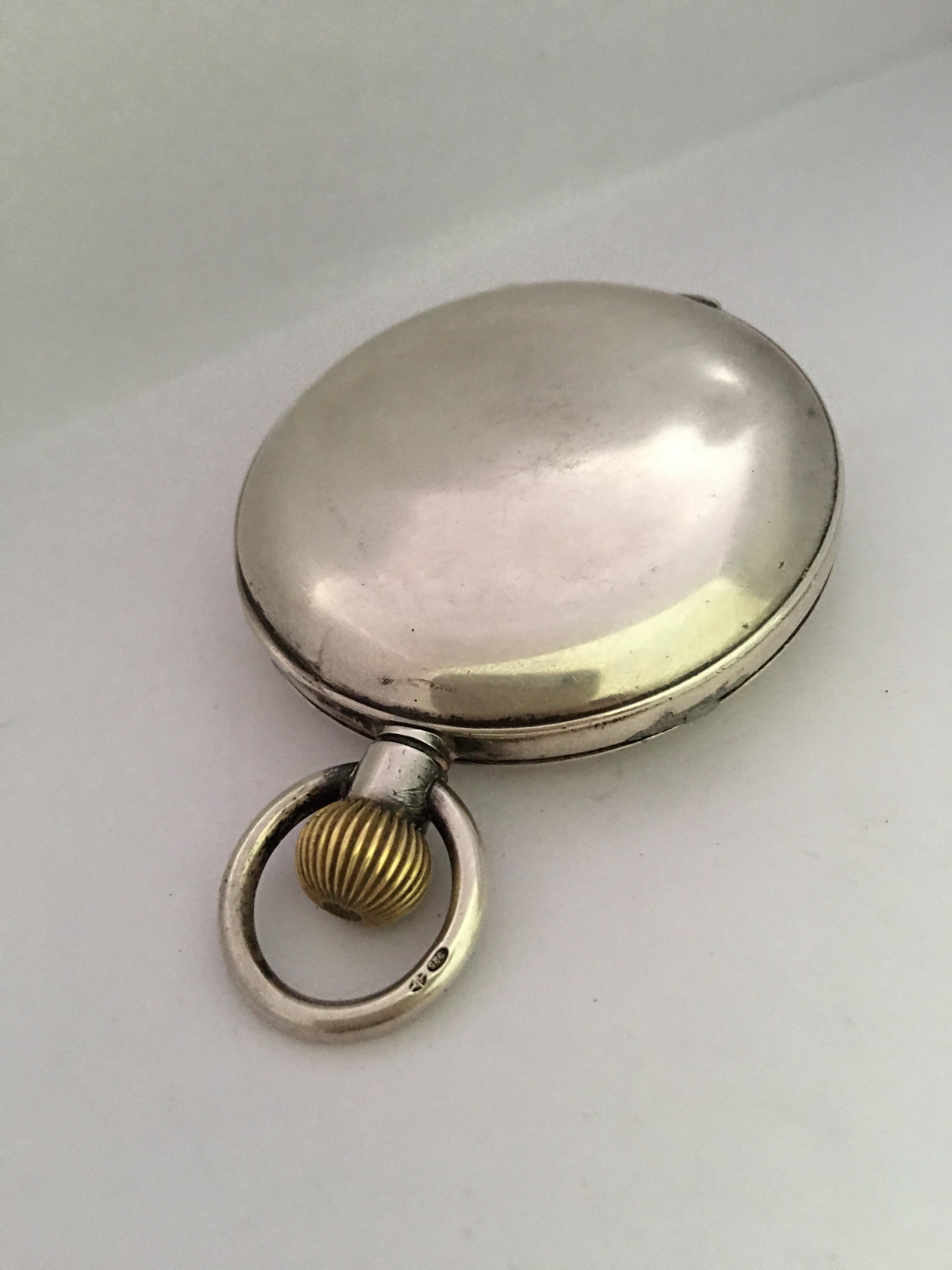 Antique Silver Half Hunter Stem, Winding Pocket Watch For Sale 2