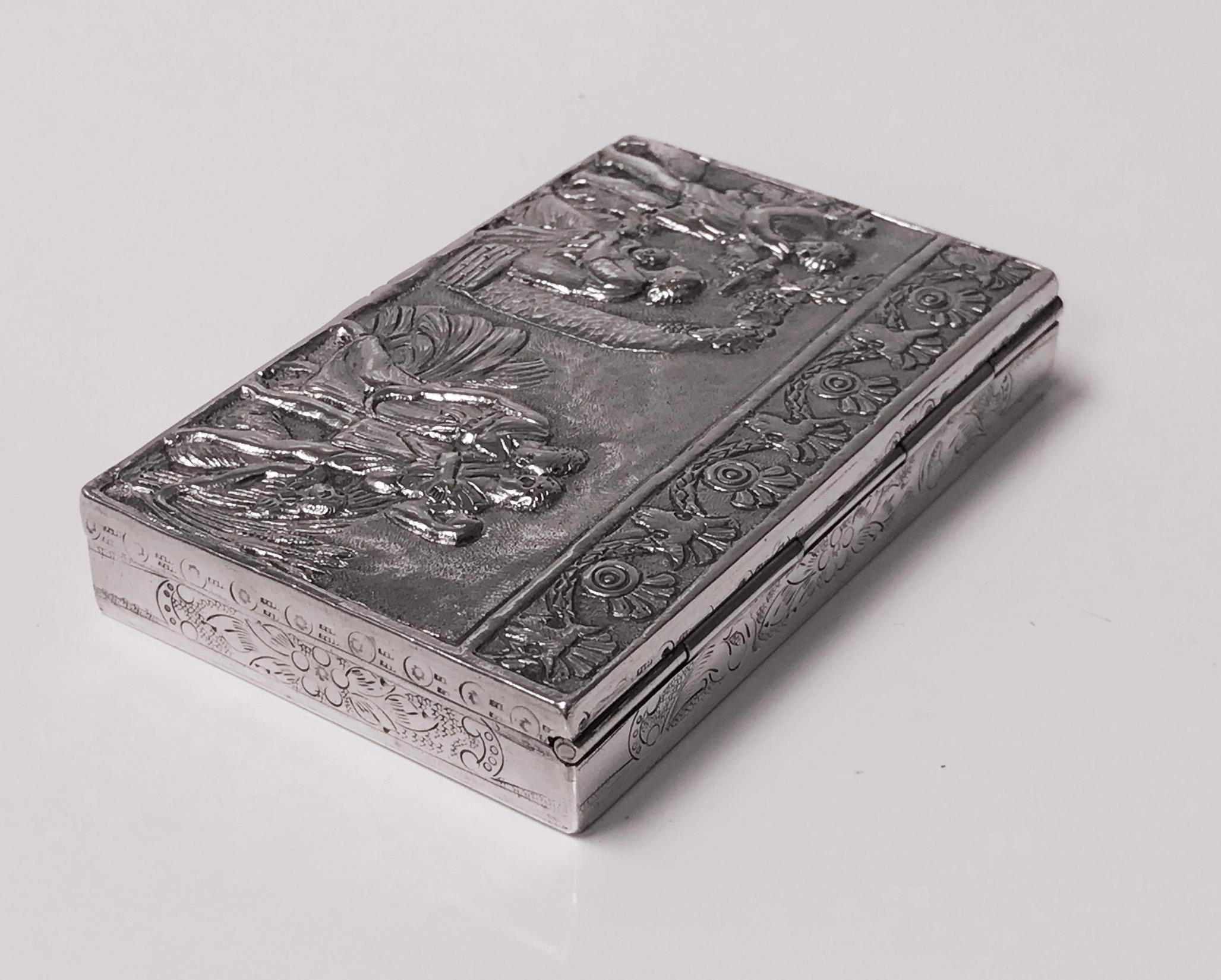 Antique Silver Hand Chased Box, Continental, circa 1900 1