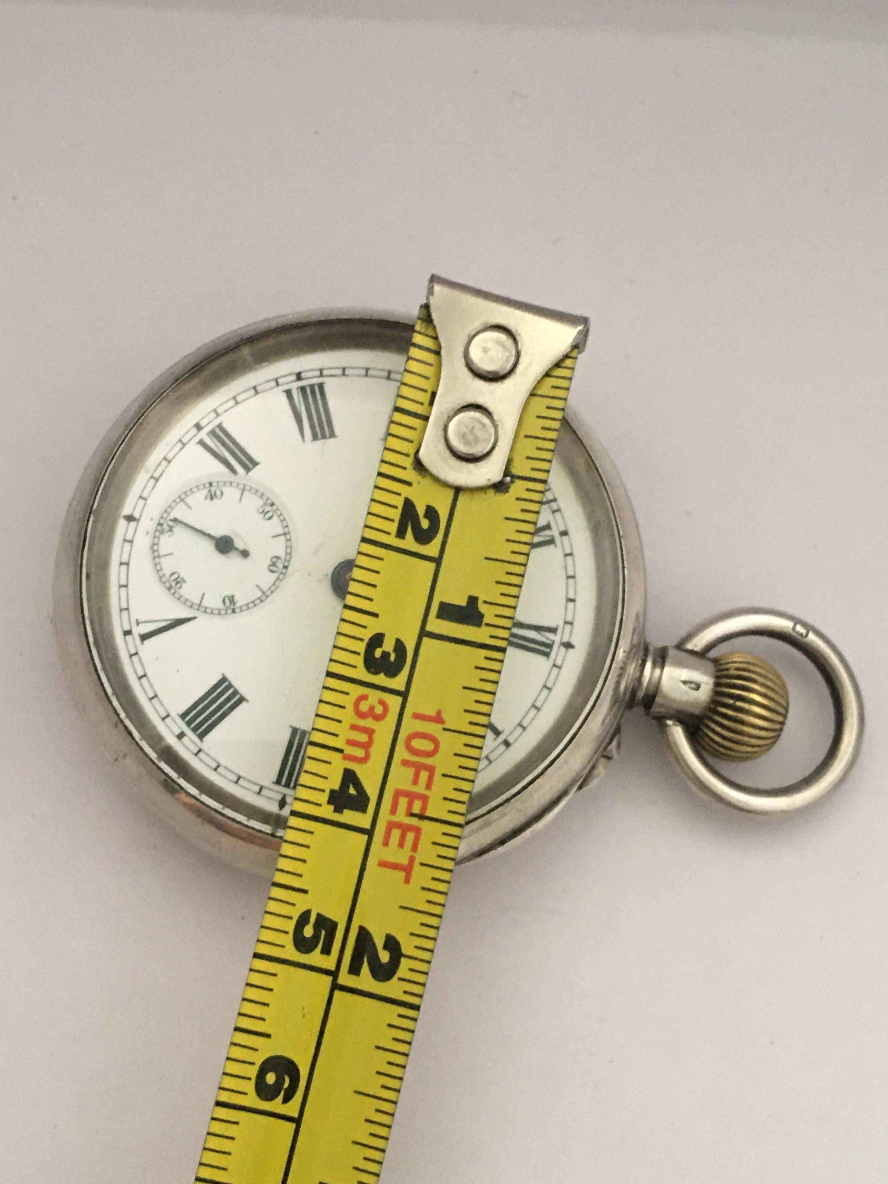 Antique Silver Hand Winding Pocket Watch For Sale 3