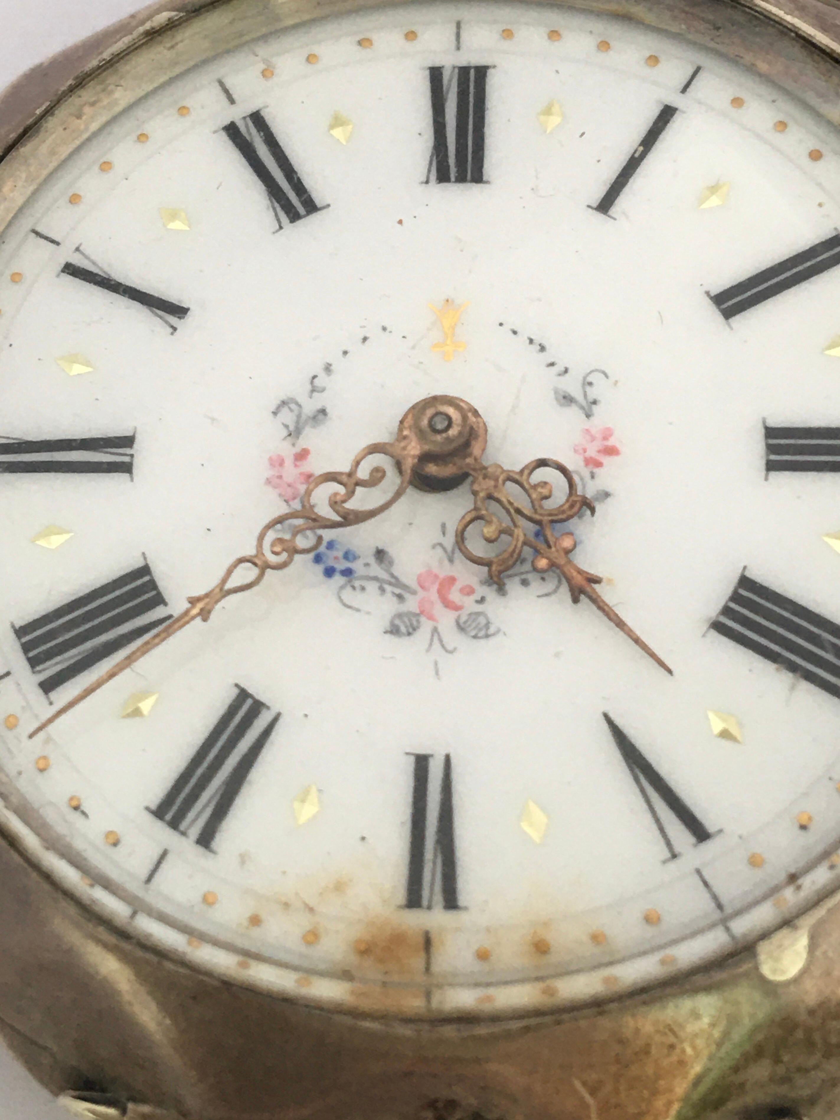 Antike Silber-Taschenuhr mit Handaufzug im Angebot 6