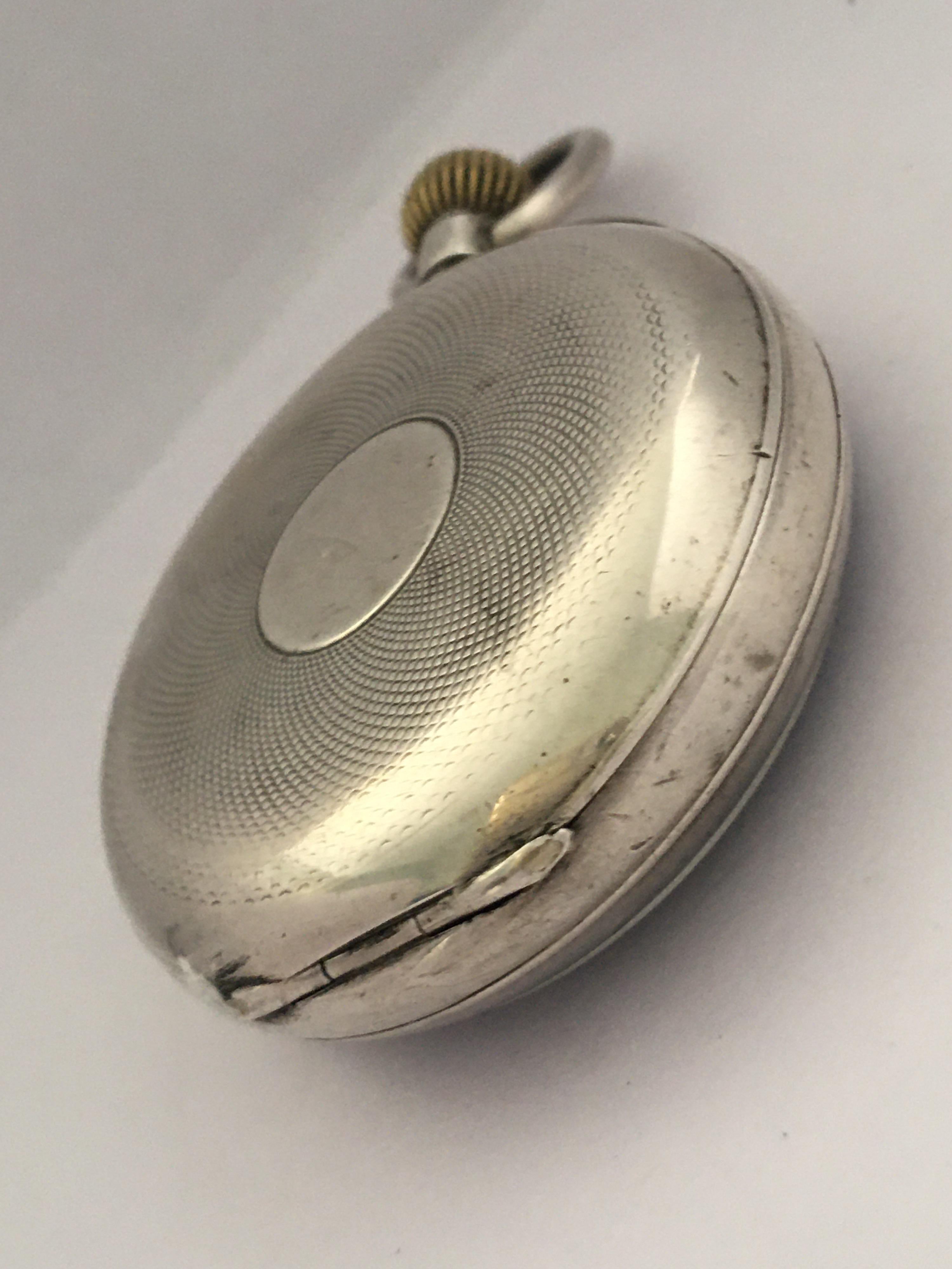 Antique Silver Hand Winding Pocket Watch For Sale 5