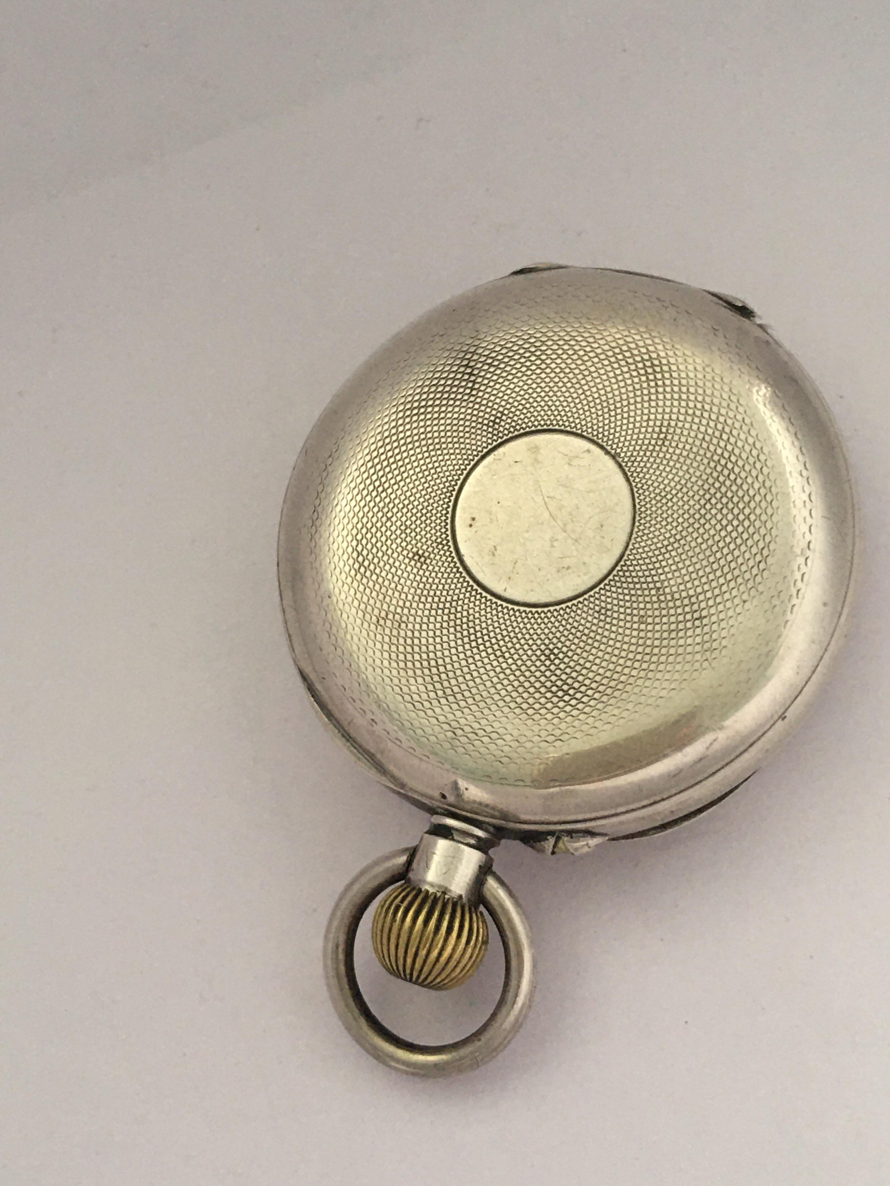 Antique Silver Hand Winding Pocket Watch For Sale 8