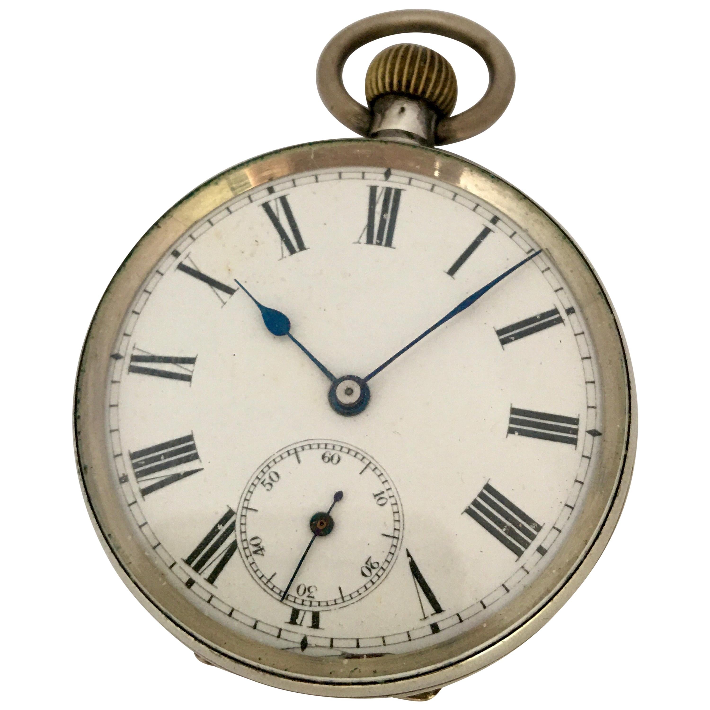 Antique Silver Hand-Winding Pocket Watch