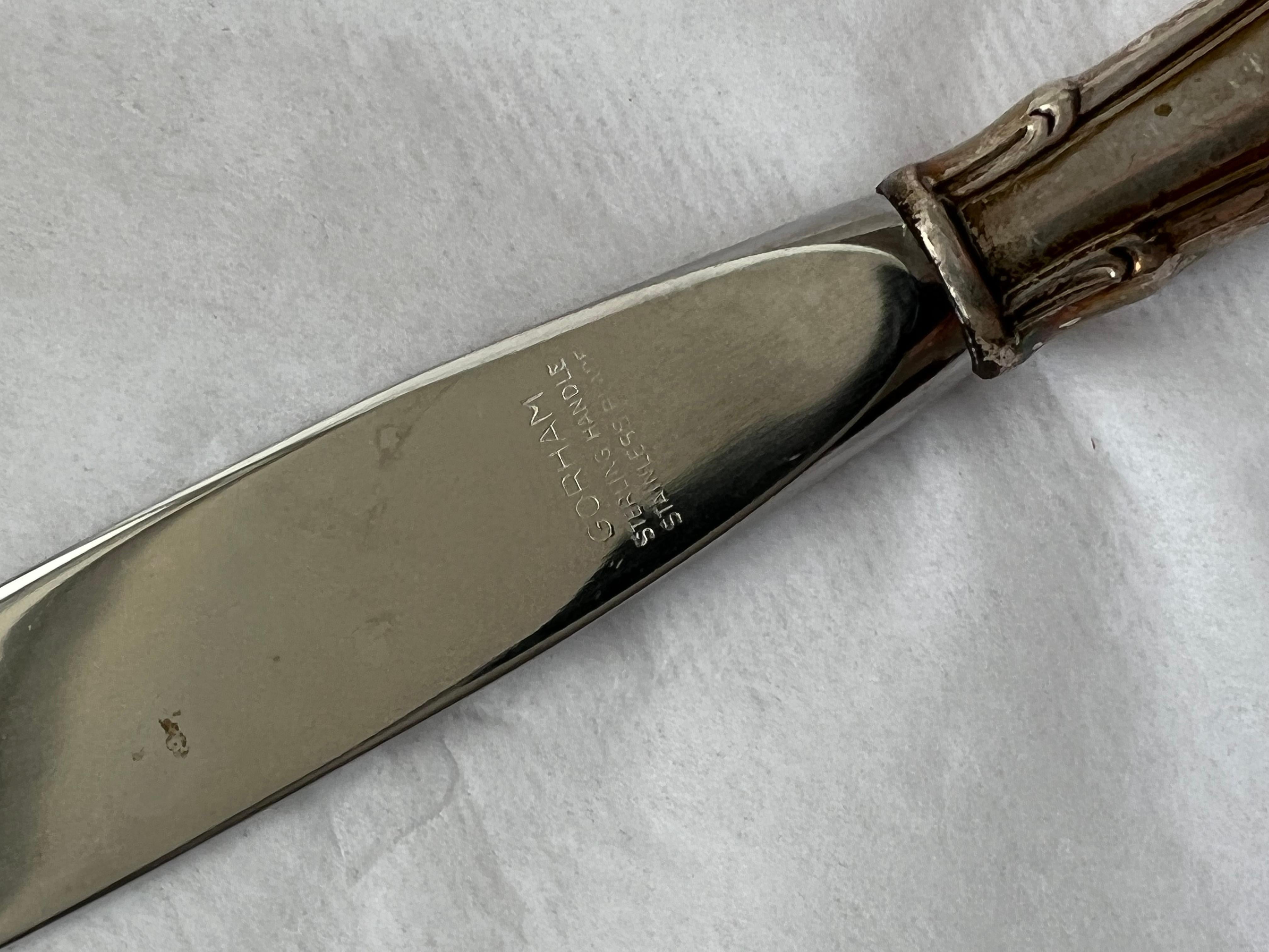 Antique Silver Handle Table Knives Set Steel Blades Galt Vintage Estate Classic For Sale 4