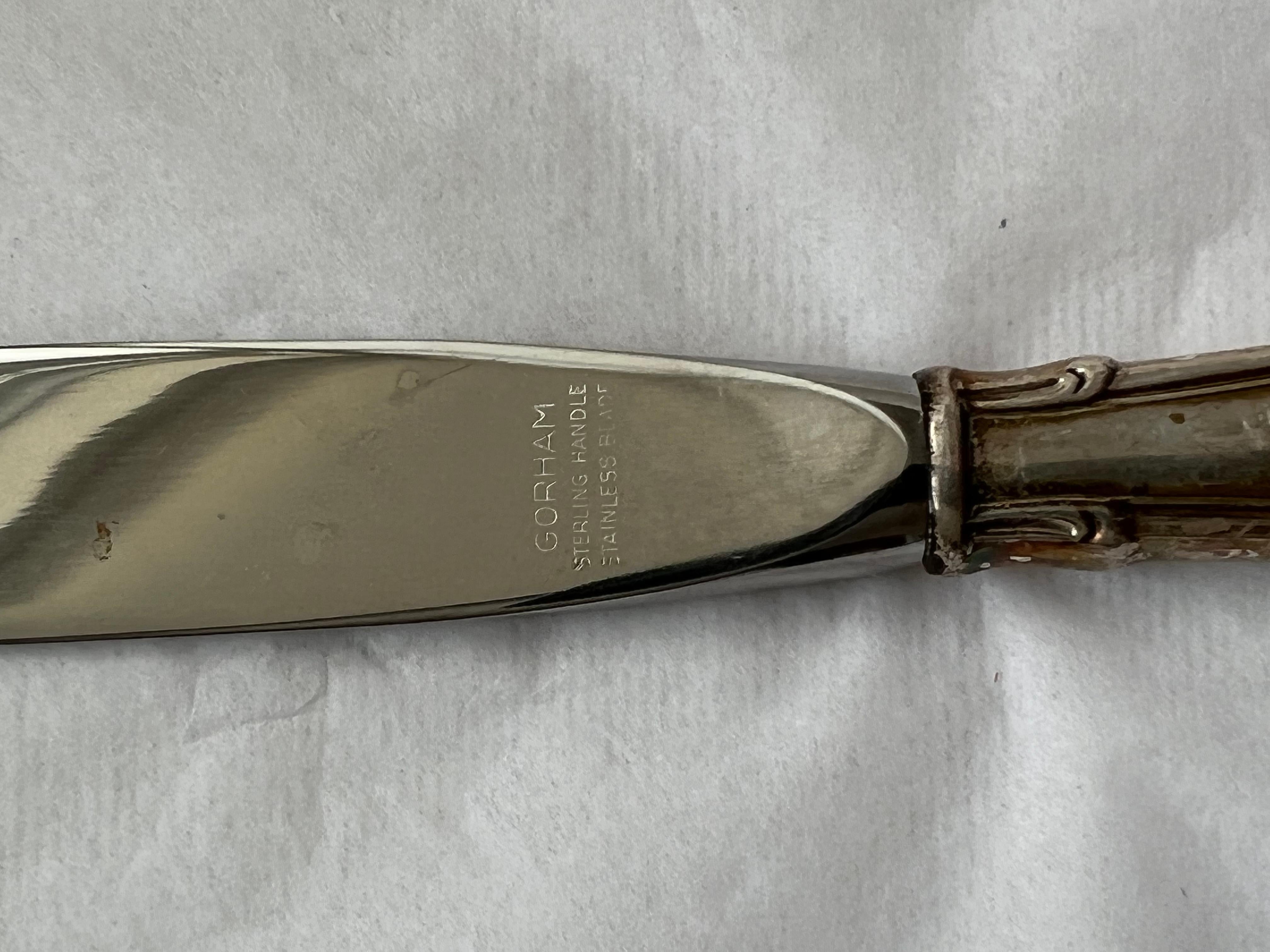 Antique Silver Handle Table Knives Set Steel Blades Galt Vintage Estate Classic For Sale 5