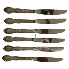 Vintage Silver Handle Table Knives Set Steel Blades Galt Vintage Estate Classic