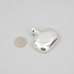Antique, Silver Hip Flask, Birmingham 1906, Unusual Shape.