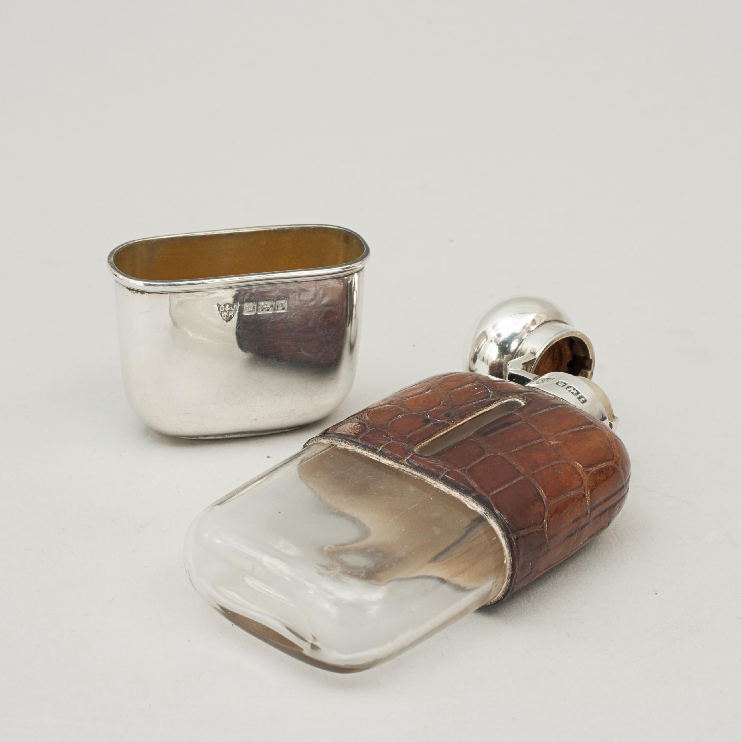British Antique Silver Hip Flask by G & JW Hawksley