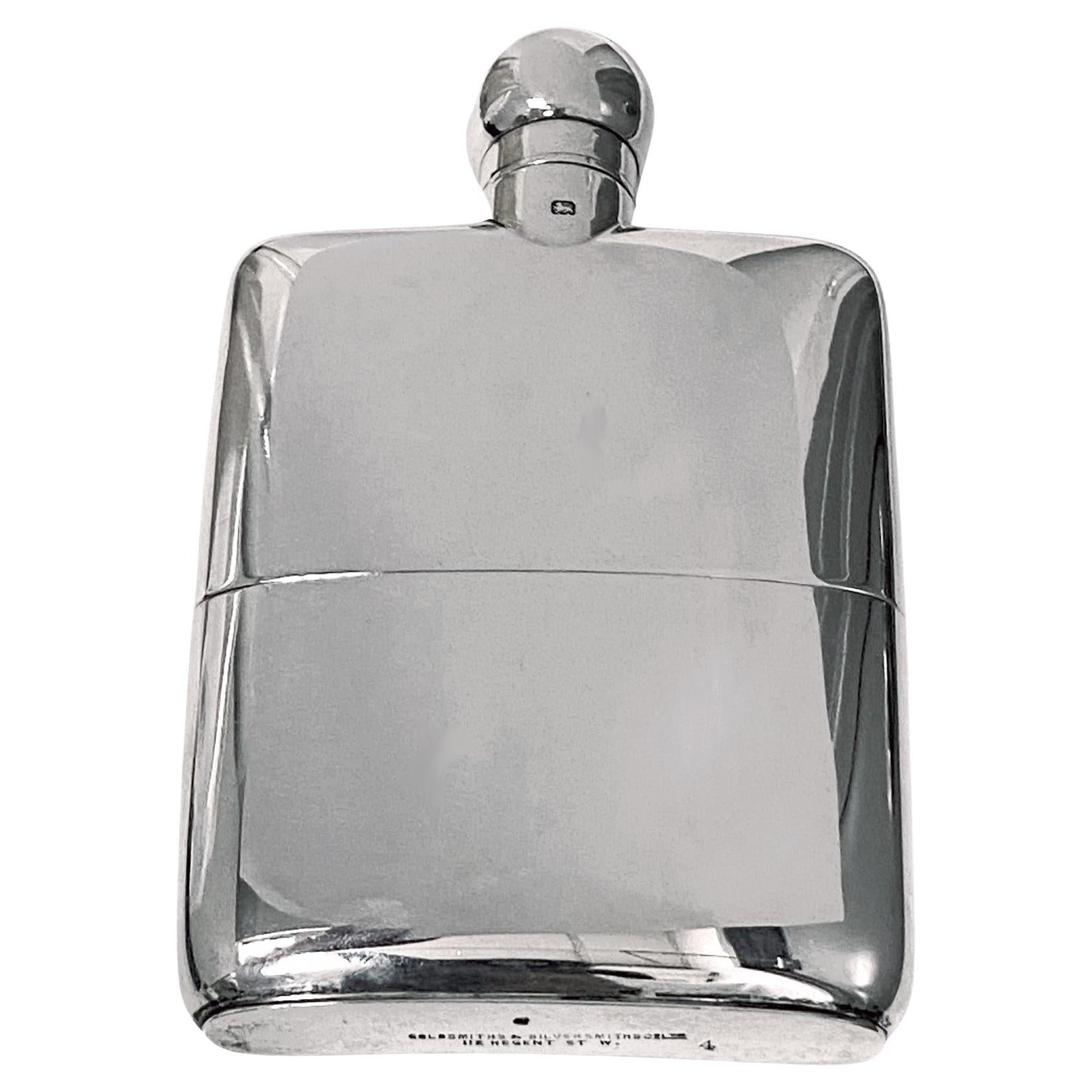 Antique Silver Hip Flask London 1925 Goldsmiths & Silversmiths Co