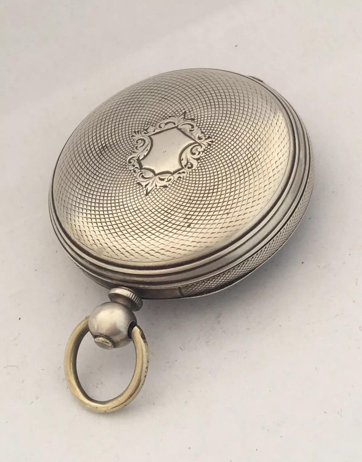 Antique Silver Inlaid Dial Pocket Watch Signed by Henry Touchon 6