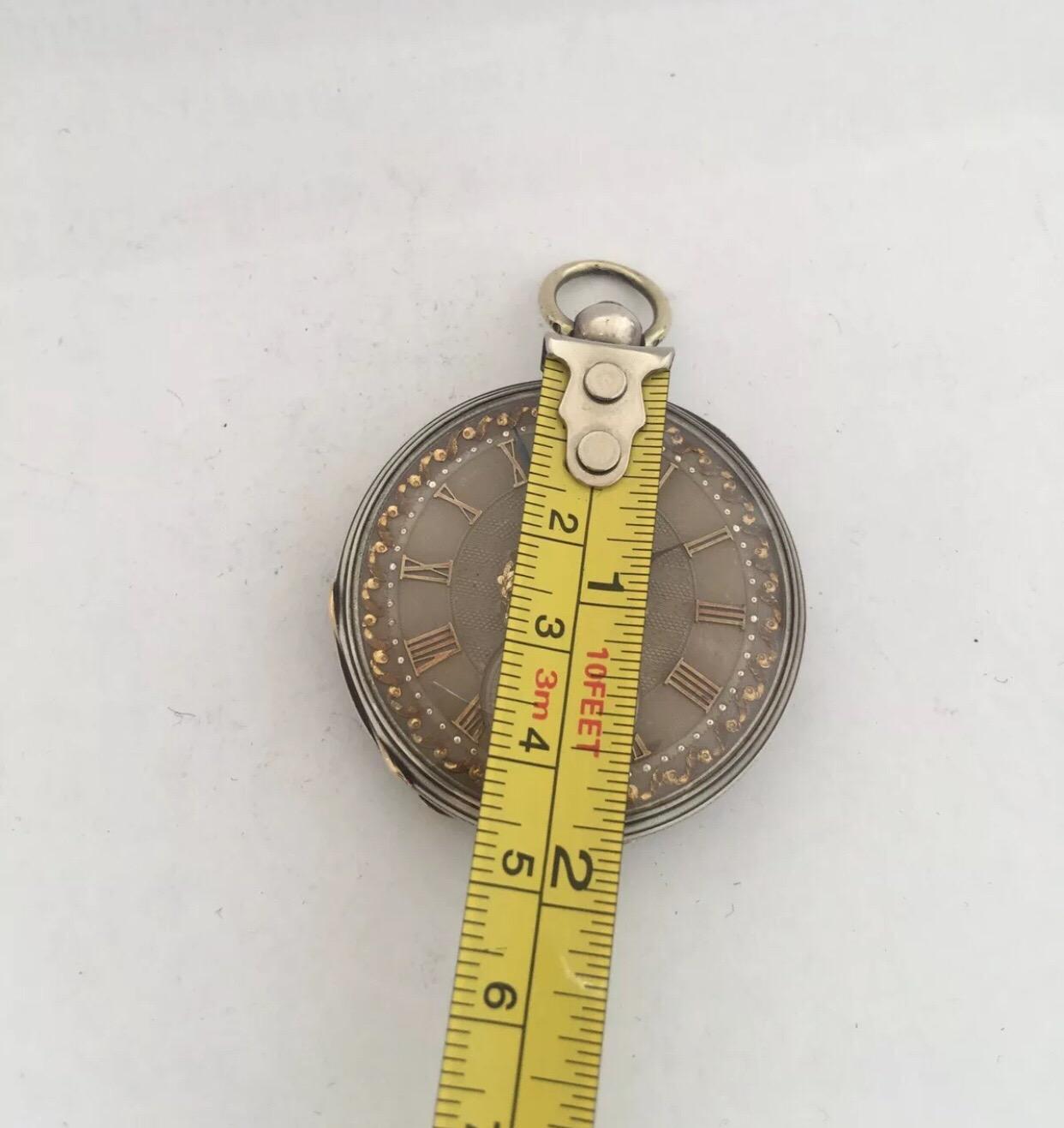 Antique Silver Inlaid Dial Pocket Watch Signed by Henry Touchon In Fair Condition In Carlisle, GB