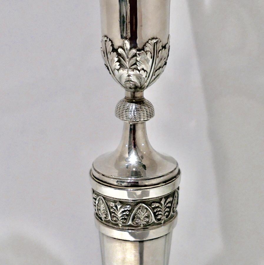 Antique Silver Italian Pair of Four Light Candelabra Turin, circa 1800 For Sale 6