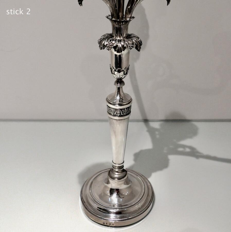 Regency Antique Silver Italian Pair of Four Light Candelabra Turin, circa 1800 For Sale