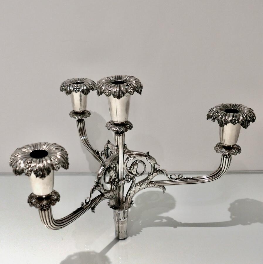 Antique Silver Italian Pair of Four Light Candelabra Turin, circa 1800 In Good Condition For Sale In 53-64 Chancery Lane, London