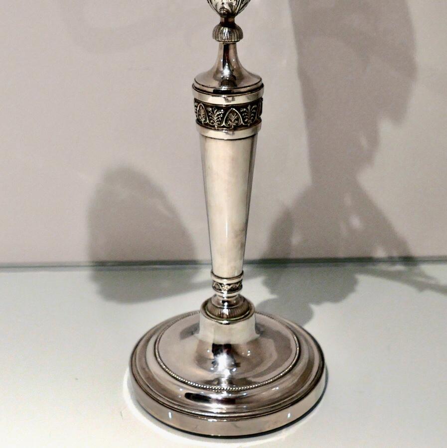 Early 19th Century Antique Silver Italian Pair of Four Light Candelabra Turin, circa 1800 For Sale