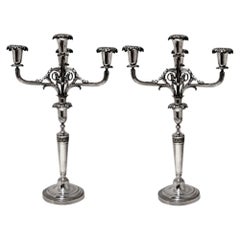 Antique Silver Italian Pair of Four Light Candelabra Turin, circa 1800