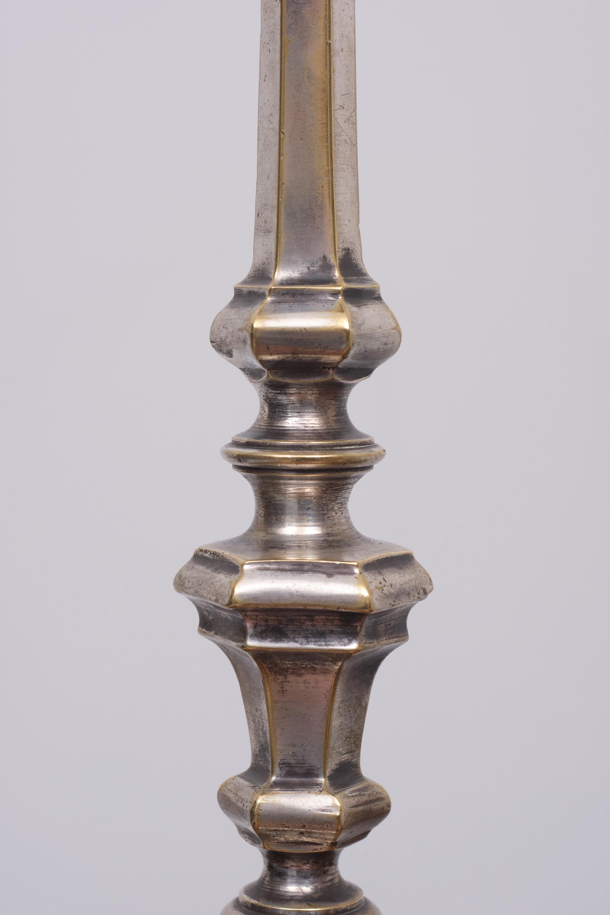 Antique Silver Italian Rococo Lamp Stands 19 Century 1