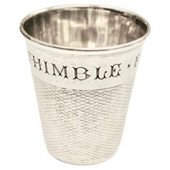 Antique Silver "Just a Thimbleful" Drinks Measure, 1910, Birmingham