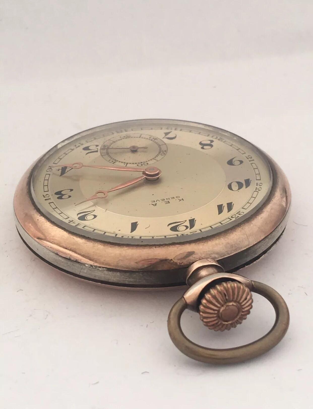 Antique Silver K. E. A. Geneve Pocket Watch For Sale 3
