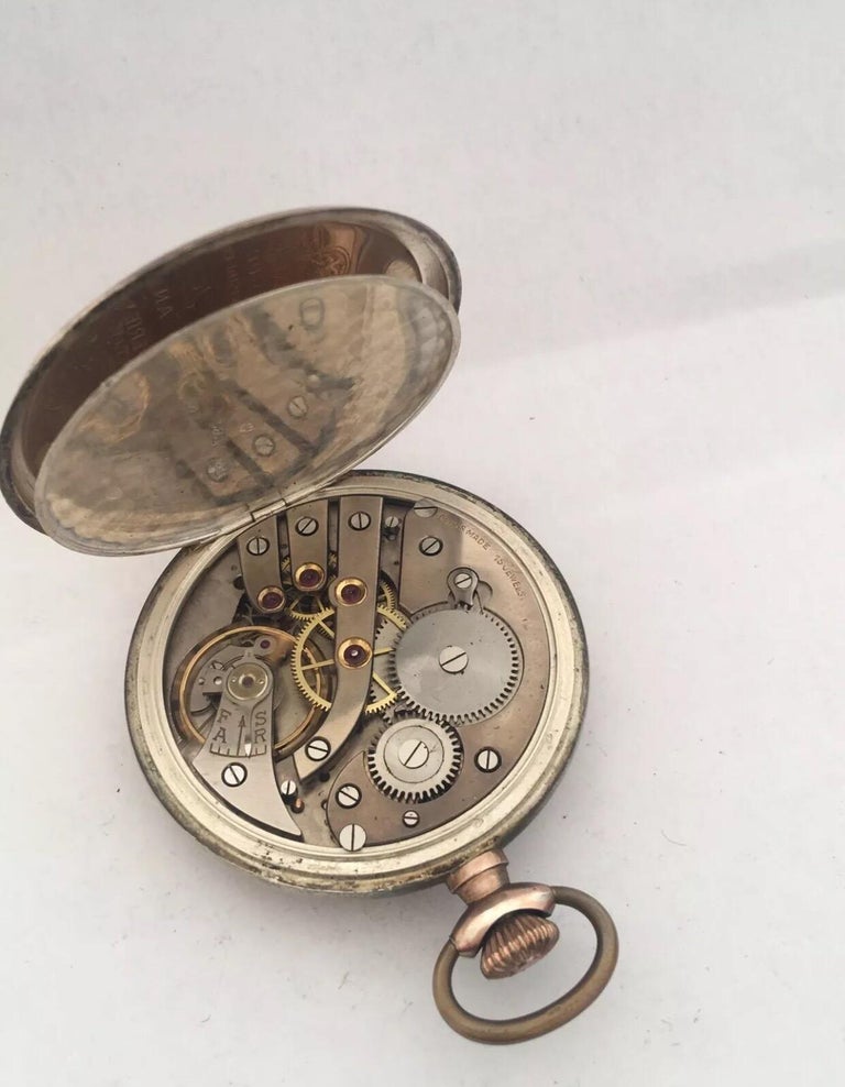 Antique Silver K. E. A. Geneve Pocket Watch For Sale at 1stDibs